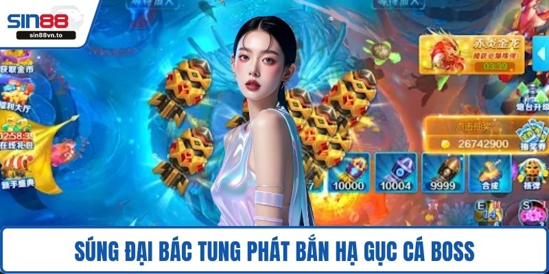 Bắn Cá Thần Tài – Săn Thưởng Đỉnh Cao, Trúng Cực Lớn 4 Súng đại bác tung phát bắn hạ gục cá boss